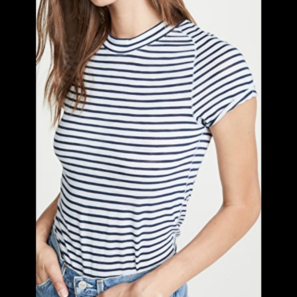 Free People periwinkle combo stripe T-shirt